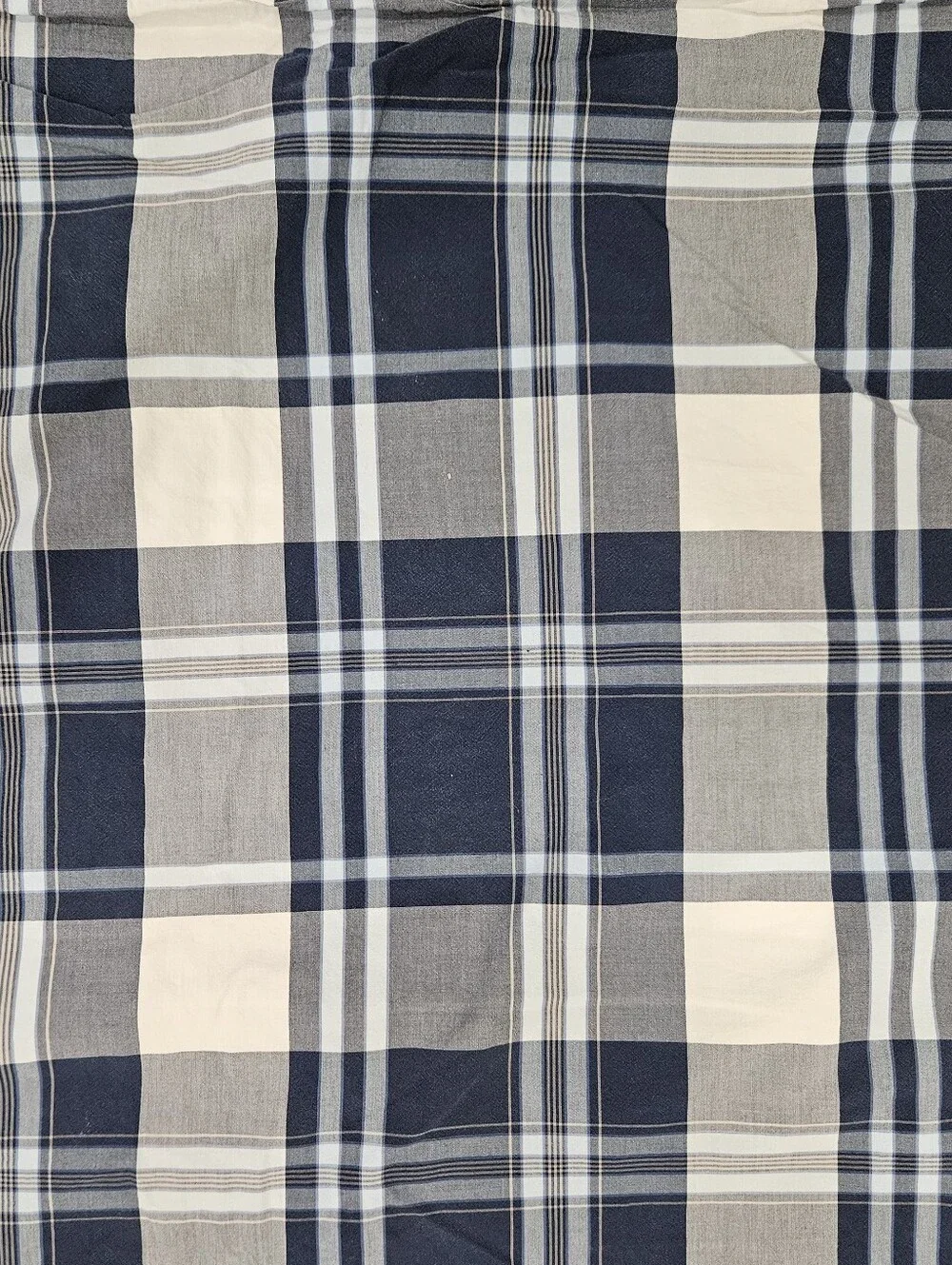 Pottery Barn Teen Blue White Plaid Full Flat Sheet 100% Cotton Retro Farmhouse